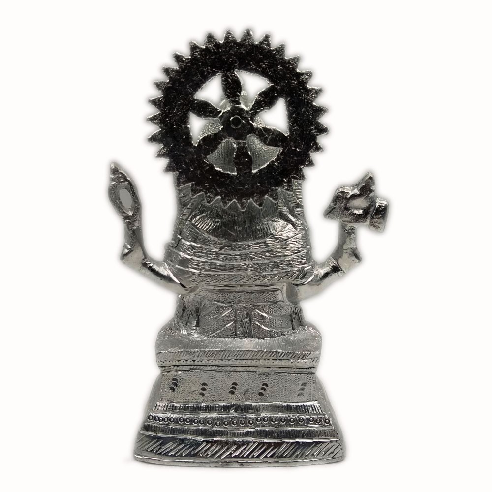 H 11.25" White Metal Sitting Ganesh Murti Online Booking